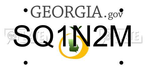 SQ1N2M Georgia License Plate