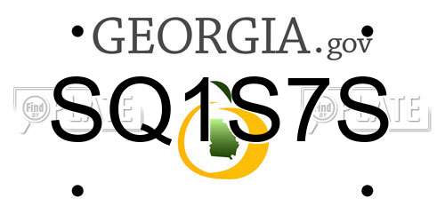 SQ1S7S Georgia License Plate
