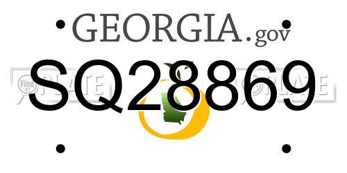 SQ28869 Georgia License Plate