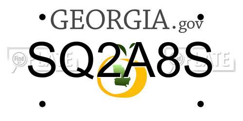 SQ2A8S Georgia License Plate