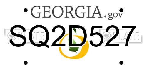 SQ2D527 Georgia License Plate