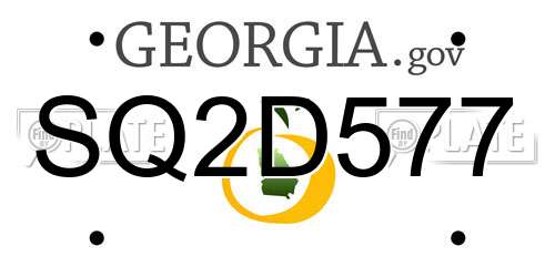 SQ2D577 Georgia License Plate