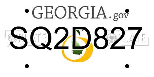 SQ2D827 Georgia License Plate