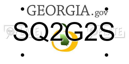 SQ2G2S Georgia License Plate