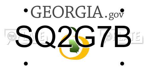 SQ2G7B Georgia License Plate