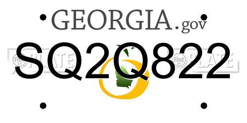 SQ2Q822 Georgia License Plate
