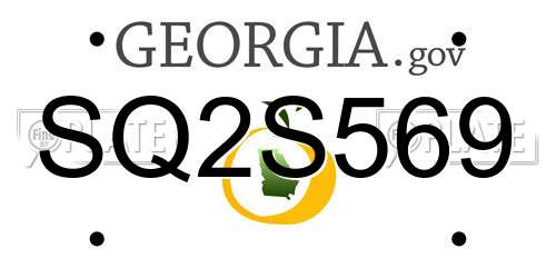SQ2S569 Georgia License Plate