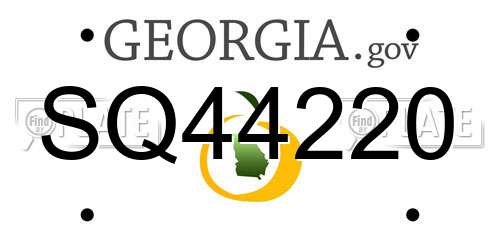 SQ44220 Georgia License Plate
