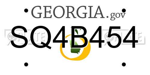 SQ4B454 Georgia License Plate