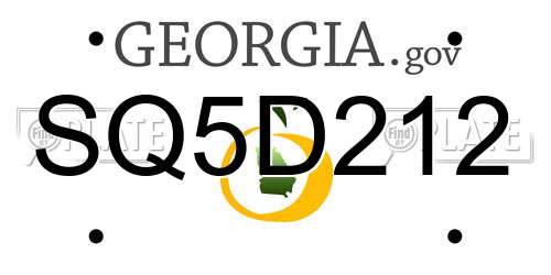SQ5D212 Georgia License Plate