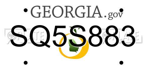 SQ5S883 Georgia License Plate