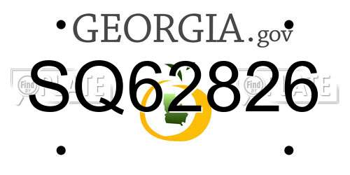 SQ62826 Georgia License Plate