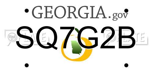 SQ7G2B Georgia License Plate