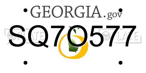 SQ7O577 Georgia License Plate