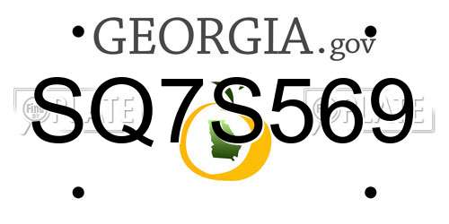 SQ7S569 Georgia License Plate