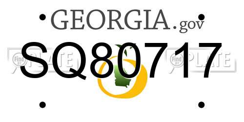 SQ80717 Georgia License Plate