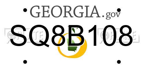 SQ8B108 Georgia License Plate