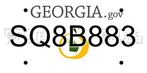 SQ8B883 Georgia License Plate