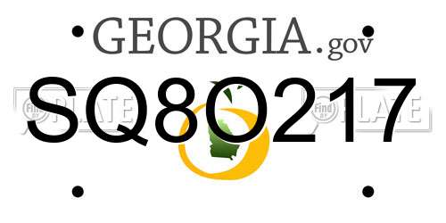 SQ8O217 Georgia License Plate