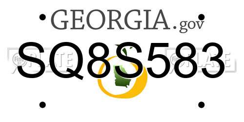 SQ8S583 Georgia License Plate