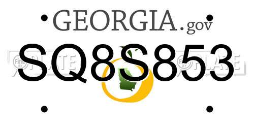 SQ8S853 Georgia License Plate
