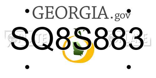 SQ8S883 Georgia License Plate