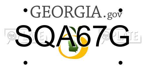 SQA67G Georgia License Plate