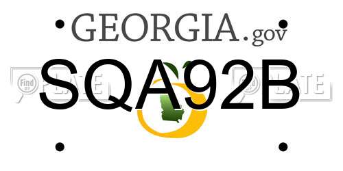 SQA92B Georgia License Plate