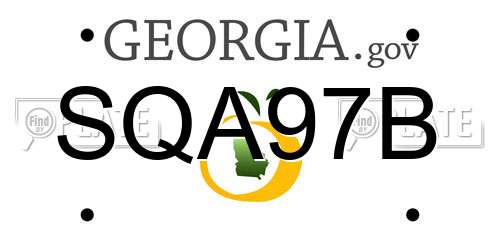 SQA97B Georgia License Plate