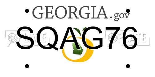 SQAG76 Georgia License Plate