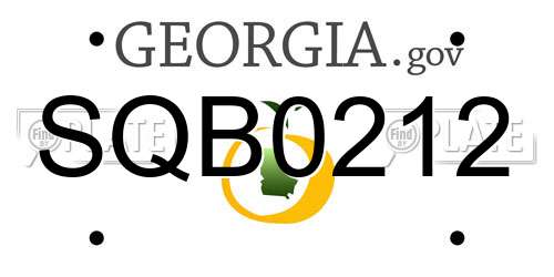 SQB0212 Georgia License Plate