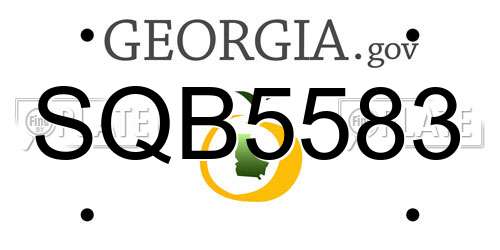 SQB5583 Georgia License Plate