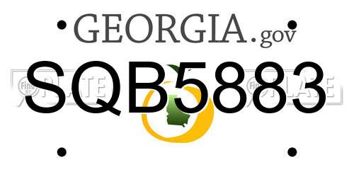 SQB5883 Georgia License Plate