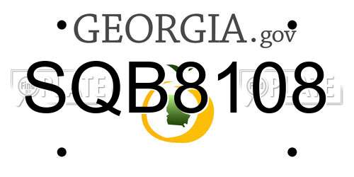 SQB8108 Georgia License Plate
