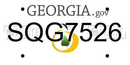 SQG7526 Georgia License Plate