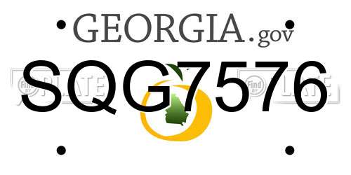 SQG7576 Georgia License Plate