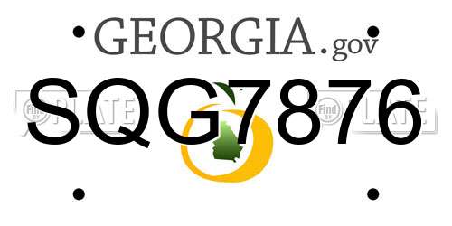 SQG7876 Georgia License Plate