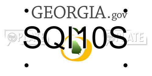 SQI10S Georgia License Plate