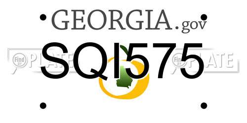 SQI575 Georgia License Plate