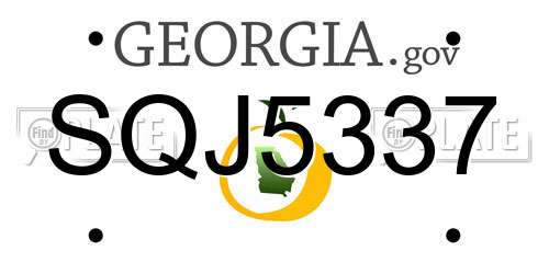 SQJ5337 Georgia License Plate