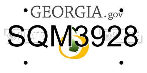 SQM3928 Georgia License Plate