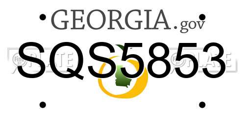 SQS5853 Georgia License Plate