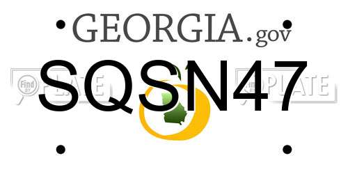 SQSN47 Georgia License Plate