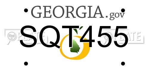 SQT455 Georgia License Plate