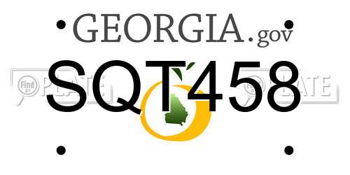 SQT458 Georgia License Plate