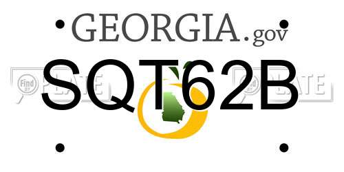 SQT62B Georgia License Plate