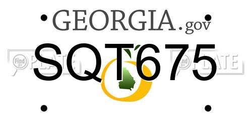 SQT675 Georgia License Plate