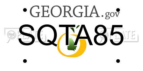 SQTA85 Georgia License Plate