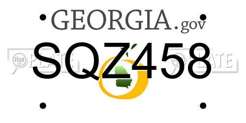 SQZ458 Georgia License Plate