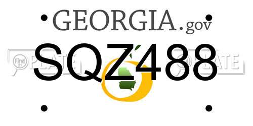 SQZ488 Georgia License Plate